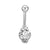 Fashion Star Heart Shape Butterfly Stainless Steel Inlay Zircon Belly Ring 1 Piece