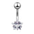 Fashion Star Heart Shape Butterfly Stainless Steel Inlay Zircon Belly Ring 1 Piece