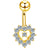 Fashion Star Heart Shape Butterfly Stainless Steel Inlay Zircon Belly Ring 1 Piece