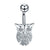 Fashion Star Heart Shape Butterfly Stainless Steel Inlay Zircon Belly Ring 1 Piece