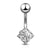 Fashion Star Heart Shape Butterfly Stainless Steel Inlay Zircon Belly Ring 1 Piece