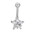 Fashion Star Heart Shape Butterfly Stainless Steel Inlay Zircon Belly Ring 1 Piece