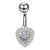 Fashion Star Heart Shape Butterfly Stainless Steel Inlay Zircon Belly Ring 1 Piece