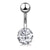 Fashion Star Heart Shape Butterfly Stainless Steel Inlay Zircon Belly Ring 1 Piece