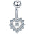 Fashion Star Heart Shape Butterfly Stainless Steel Inlay Zircon Belly Ring 1 Piece