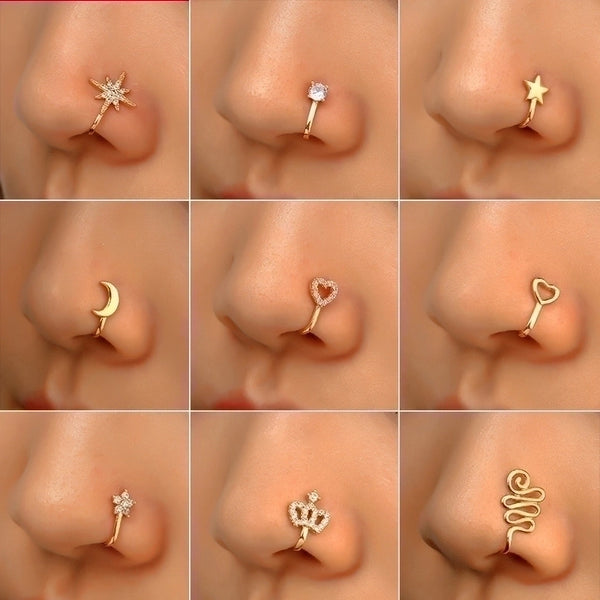 Fashion Star Moon Crown Copper Plating Zircon Nasal Splint 1 Piece