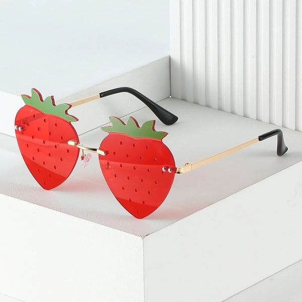 Fashion Strawberry Pc Special-shaped Mirror Frameless Women's Sunglasses