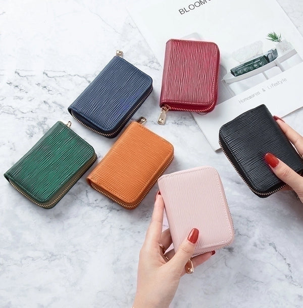 Fashion Stripe Square Zipper Card Holder