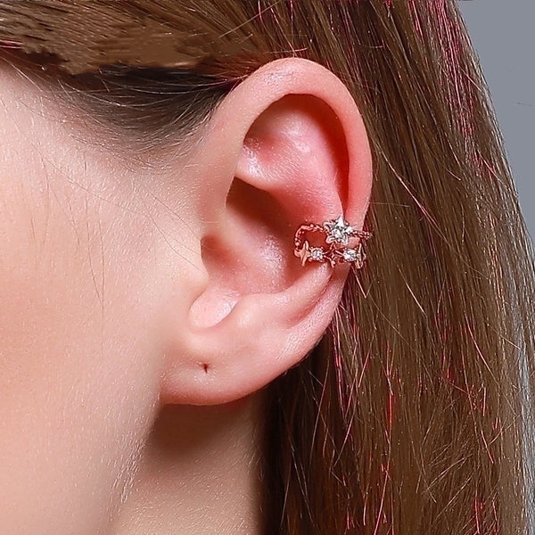 Fashion Style Ear Bone Clip Simple Double Star Ear Clip Five-pointed Star Earless Pierced Earrings Personality Trendy Earrings Wholesale