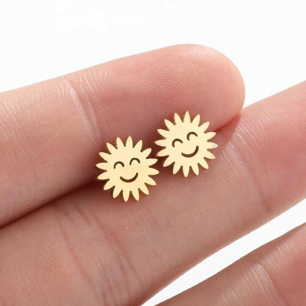 Fashion Sun Stainless Steel Plating Ear Studs 1 Pair