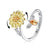 Fashion Sunflower Water Droplets Sterling Silver Inlaid Zircon Rings