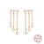 Fashion Tassel Sterling Silver Plating Chain Inlay Zircon Drop Earrings 1 Pair