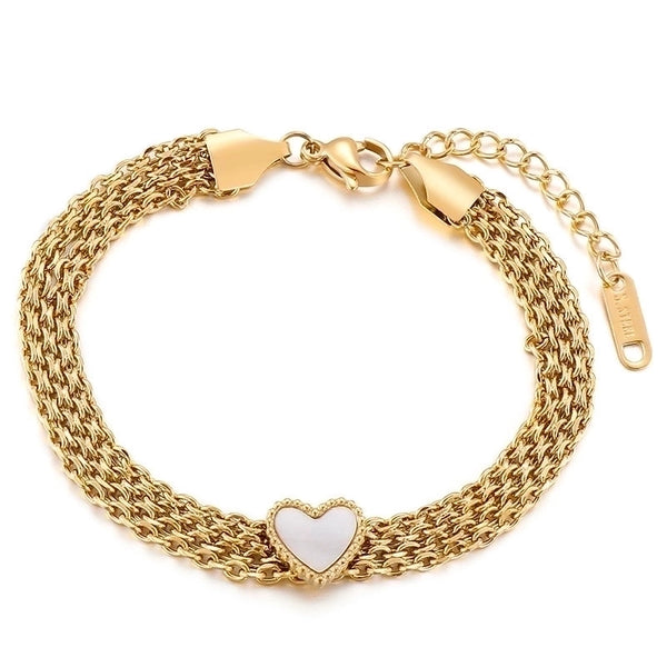 Fashion Heart Titanium Steel 18K Gold Plated No Inlaid Bracelets In Bulk