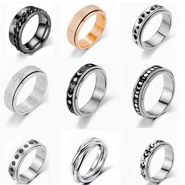 Fashion Turning Ring Star Moon Small Flower Titanium Steel Couple Ring