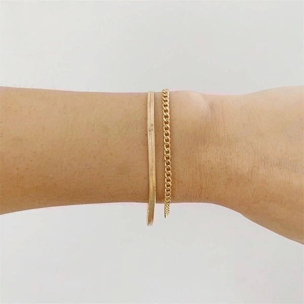 Fashion U Shape Stainless Steel 14K Gold Plated No Inlaid Bracelets In Bulk