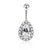 Fashion Water Droplets Stainless Steel Inlay Zircon Belly Ring 5 Pieces