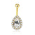 Fashion Water Droplets Stainless Steel Inlay Zircon Belly Ring 5 Pieces