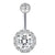 Fashion Water Droplets Stainless Steel Inlay Zircon Belly Ring 5 Pieces