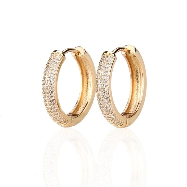 Fashion Zircon Hoop Earrings Simple Copper Earrings Women Macro-inlaid Zirconium Round Earrings