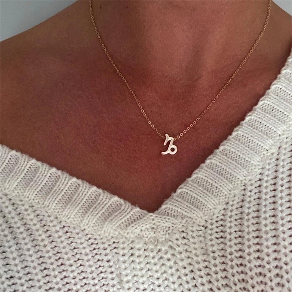 Fashion Zodiac Constellation Pendant Stainless Steel Gold Plated Necklace