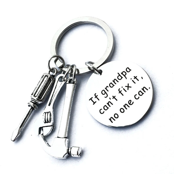 Father's Day Gift Letter Stainless Steel Hammer Wrench Screwdriver Key Ring