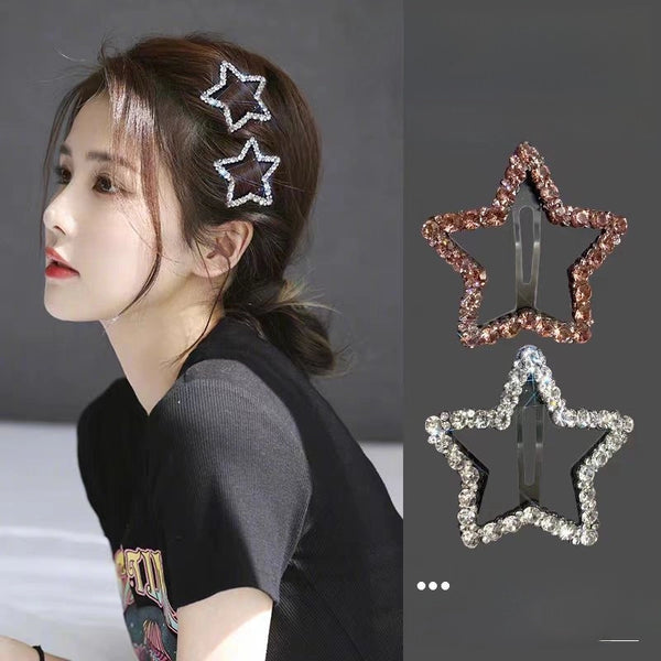 Five-pointed Star Rhinestone Star Hairpin Women's  New Forehead Bangs Side Clip Side Broken Hairpin Hairpin Bb Clip