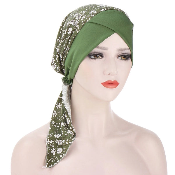 Forehead Cross Curved Muslim Toe Cap Two Tail Cap Floral Pullover Small Hat