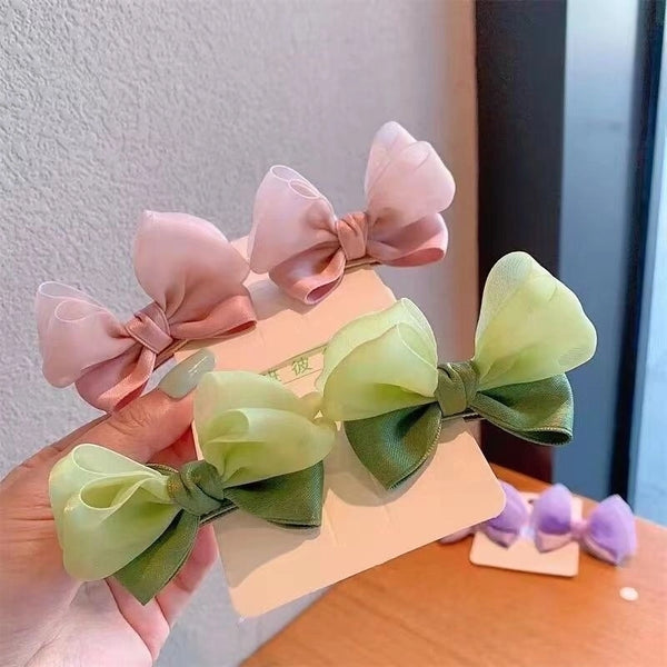 Foreign-style Cute Children's Jelly Three-dimensional Bow Clip Ears Full Cloth Headdress Hair Clip Does Not Hurt The Baby Clip