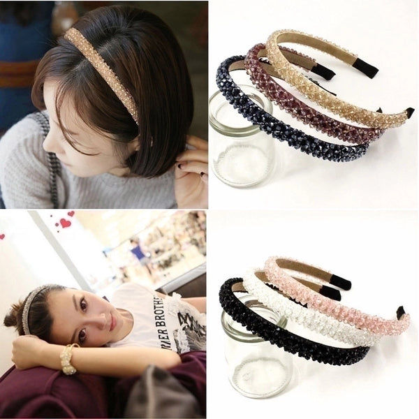 Four-row Crystal Hair Hoop Korean Wide-brimmed Rhinestone Headband  Wholesale