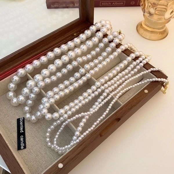 French Style Round Pearl Plating Women's Necklace