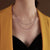 French Style Tassel Chain Geometric Rhombus Double Layered Titanium Steel Necklace