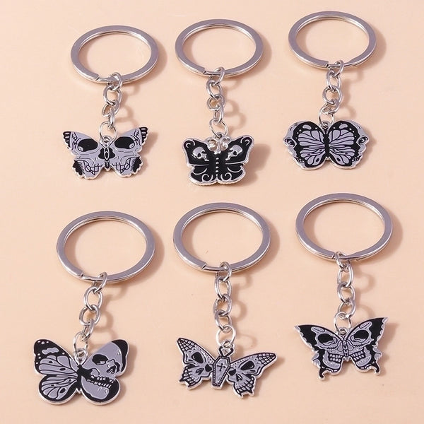 Funny Butterfly Skull Zinc Alloy Halloween Keychain