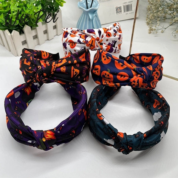 Funny Halloween Pattern Pumpkin Spider Polyester Hair Band