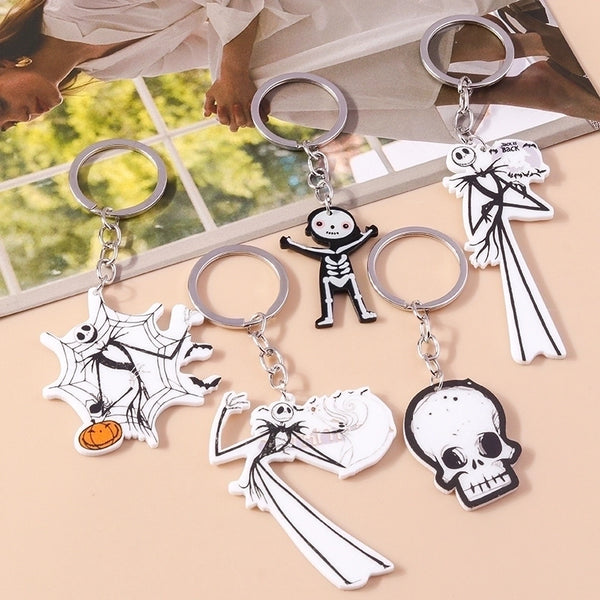 Funny Skull Zinc Alloy Halloween Bag Pendant Keychain