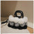 Fur Dinner Bag Fashion Stitching Contrast Color Fur Ball Handbag  Winter New Small Square Bag Shoulder Messenger Bag