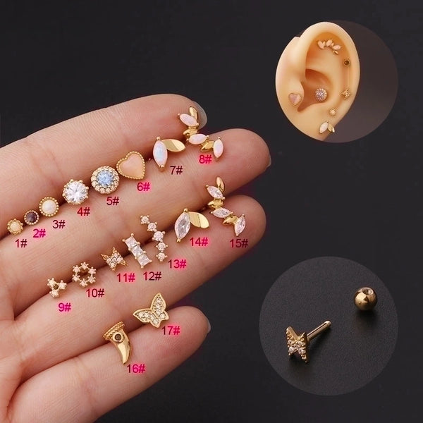 Ear Cartilage Rings & Studs Geometric 316L Stainless Steel  Copper Plating