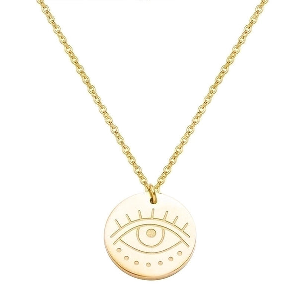 Geometric Titanium Steel Inlaid Gold Pendant Necklace