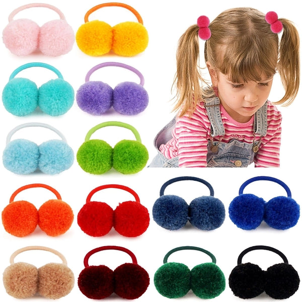 Girl'S Cute Round Hairball Rubber Band Hair Tie