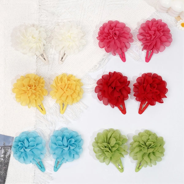 Girl'S Cute Solid Color Chiffon Hair Clip