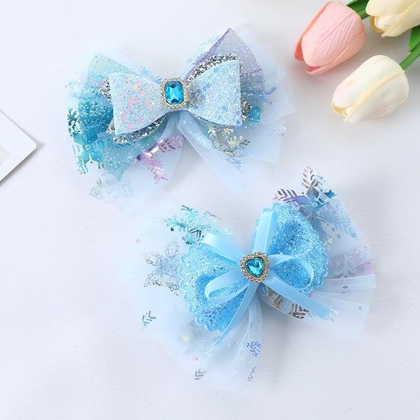 Girl'S Princess Sweet Bow Knot Gauze Inlay Rhinestones Hair Clip