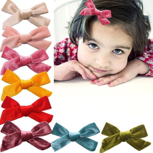 Girl'S Simple Style Bow Knot Flannel Hair Clip