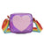 Girl'S Small Pu Leather Rainbow Heart Shape Cute Zipper Crossbody Bag