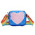 Girl'S Small Pu Leather Rainbow Heart Shape Cute Zipper Crossbody Bag