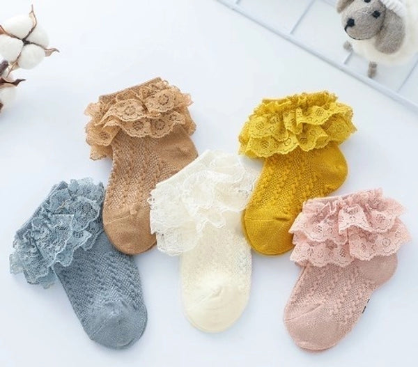 Girl's Cute Pastoral Solid Color Cotton Mesh Ankle Socks 1 Piece