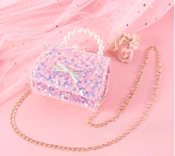 Girl's Mini All Seasons Superfine Fiber Sequins Cute Square Flip Cover Handbag