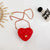 Girl's Small Pu Leather Solid Color Fashion Chain Heart Shape Zipper Crossbody Bag