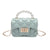 Girl's Small Pu Leather Solid Color Lingge Cute Pearls Square Lock Clasp Crossbody Bag