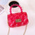 Girl's Small Pu Leather Solid Color Lingge Cute Pearls Square Lock Clasp Crossbody Bag