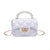 Girl's Small Pu Leather Solid Color Lingge Cute Pearls Square Lock Clasp Crossbody Bag