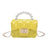 Girl's Small Pu Leather Solid Color Lingge Cute Pearls Square Lock Clasp Crossbody Bag